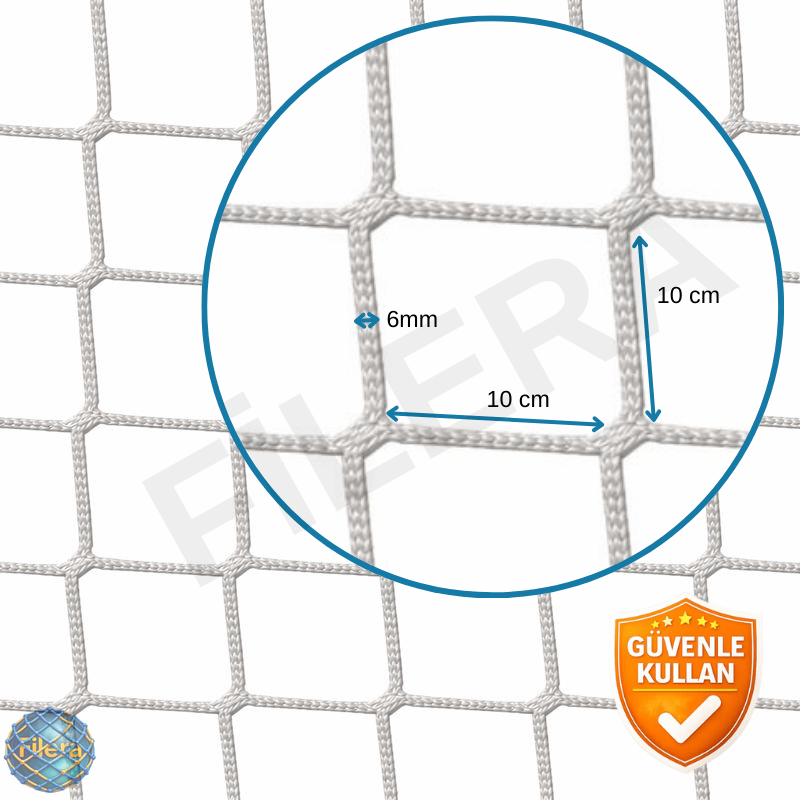 Çocuk Güvenlik Filesi-Ağı | 10×10 cm Göz Aralığı – 6 mm İp Kalınlığı - 4